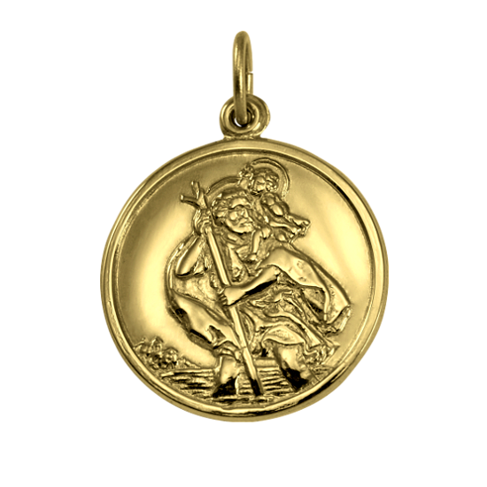 Christophorus-Anhänger aus Gold, poliert oder matt