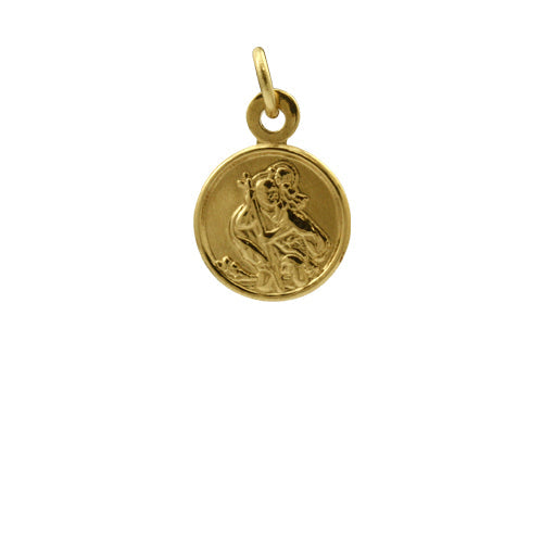 9 Karat Gold Winzig Rund St. Christophorus Anhänger