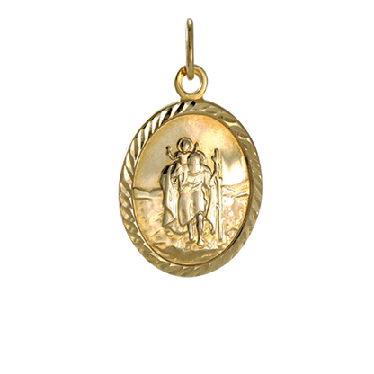 9 Karat Gold Oval St. Christophorus Anhänger