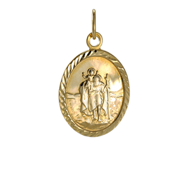 9 Karat Gold Oval St. Christophorus Anhänger