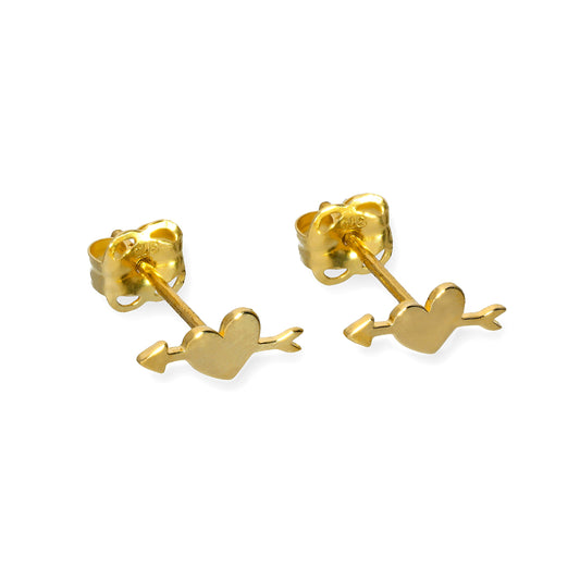 9 Karat Gold Herz Pfeil Ohrstecker