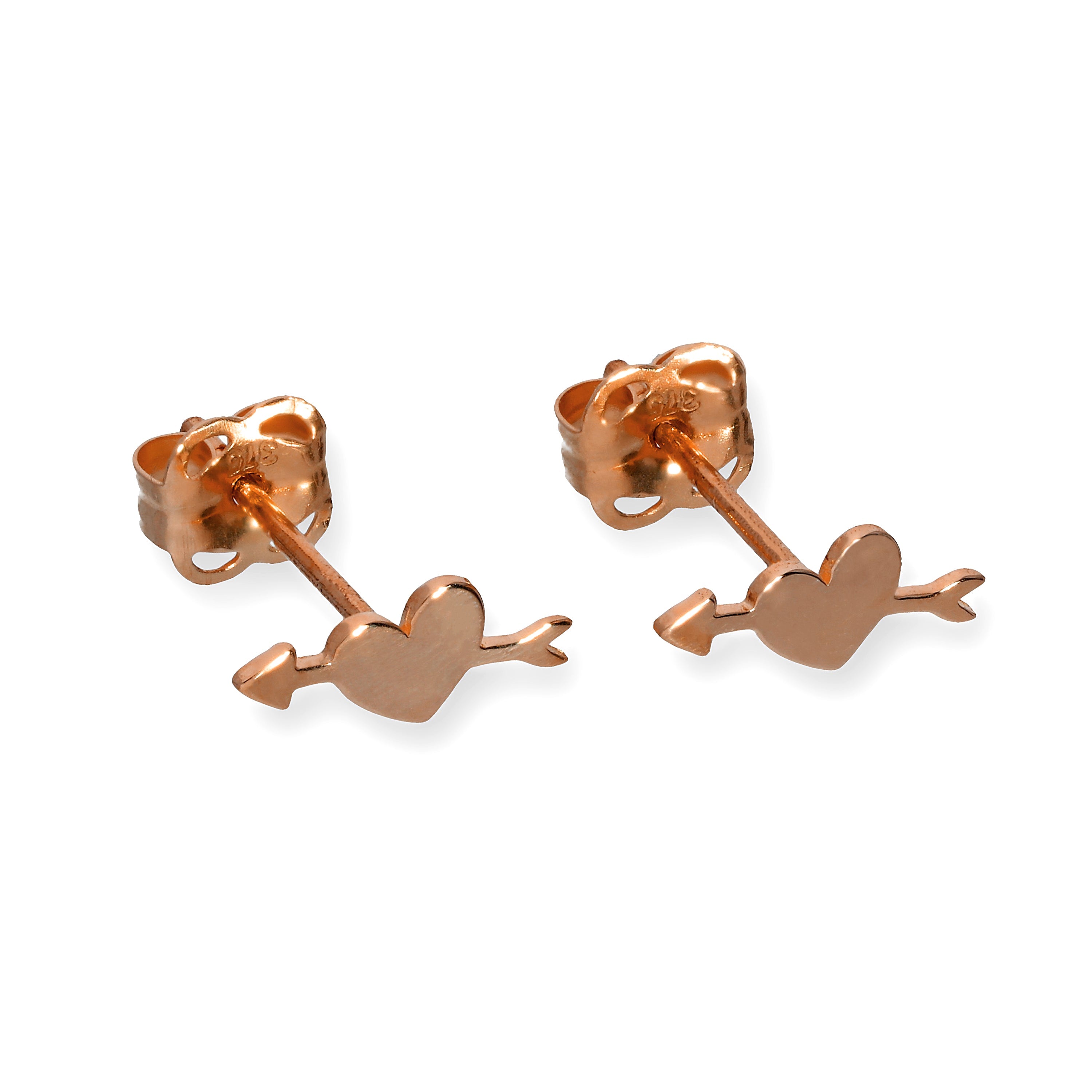 9 Karat Roségold Durchstochen Herz Ohrstecker