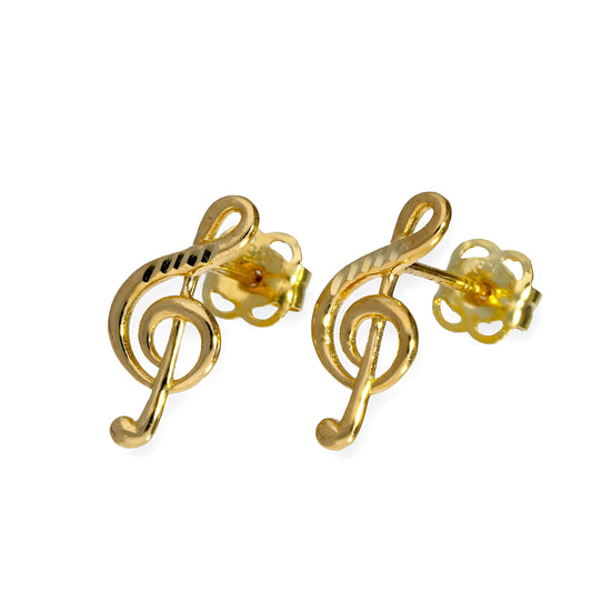 9 Karat Gold Violinschlüssel Ohrstecker