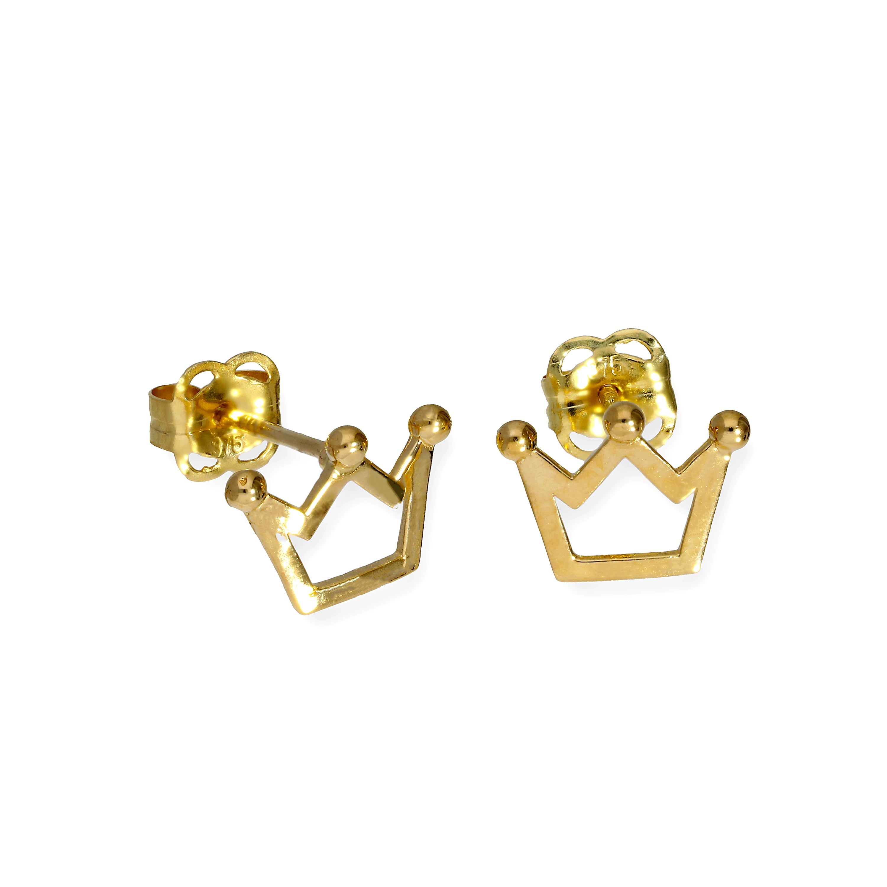 9 Karat Gold Königliche Krone Kontur Ohrstecker