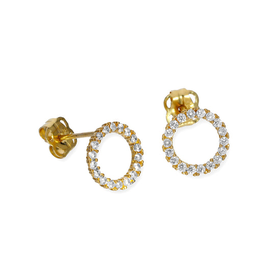9 Karat Gold & Klar CZ Kristall Karmakreis Ohrstecker