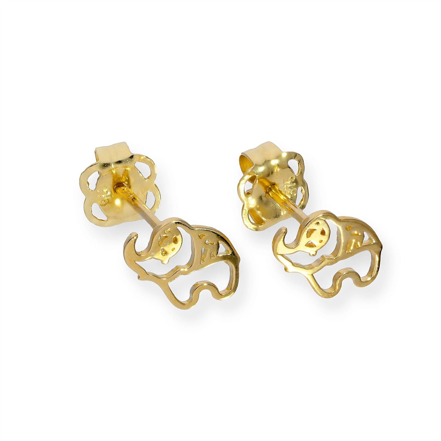 9ct Gold Cut Out Elephant Stud Earrings