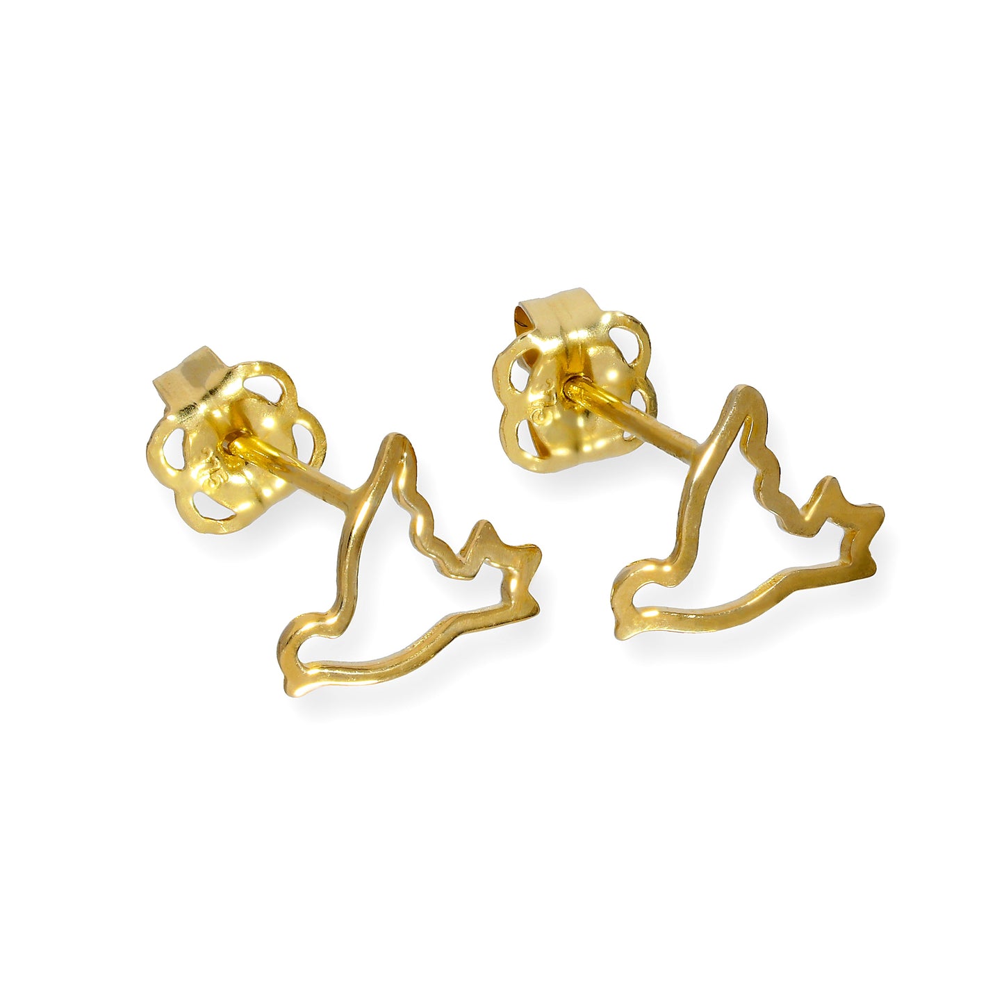 9 Karat Gold Fliegende Taube Kontur Ohrstecker