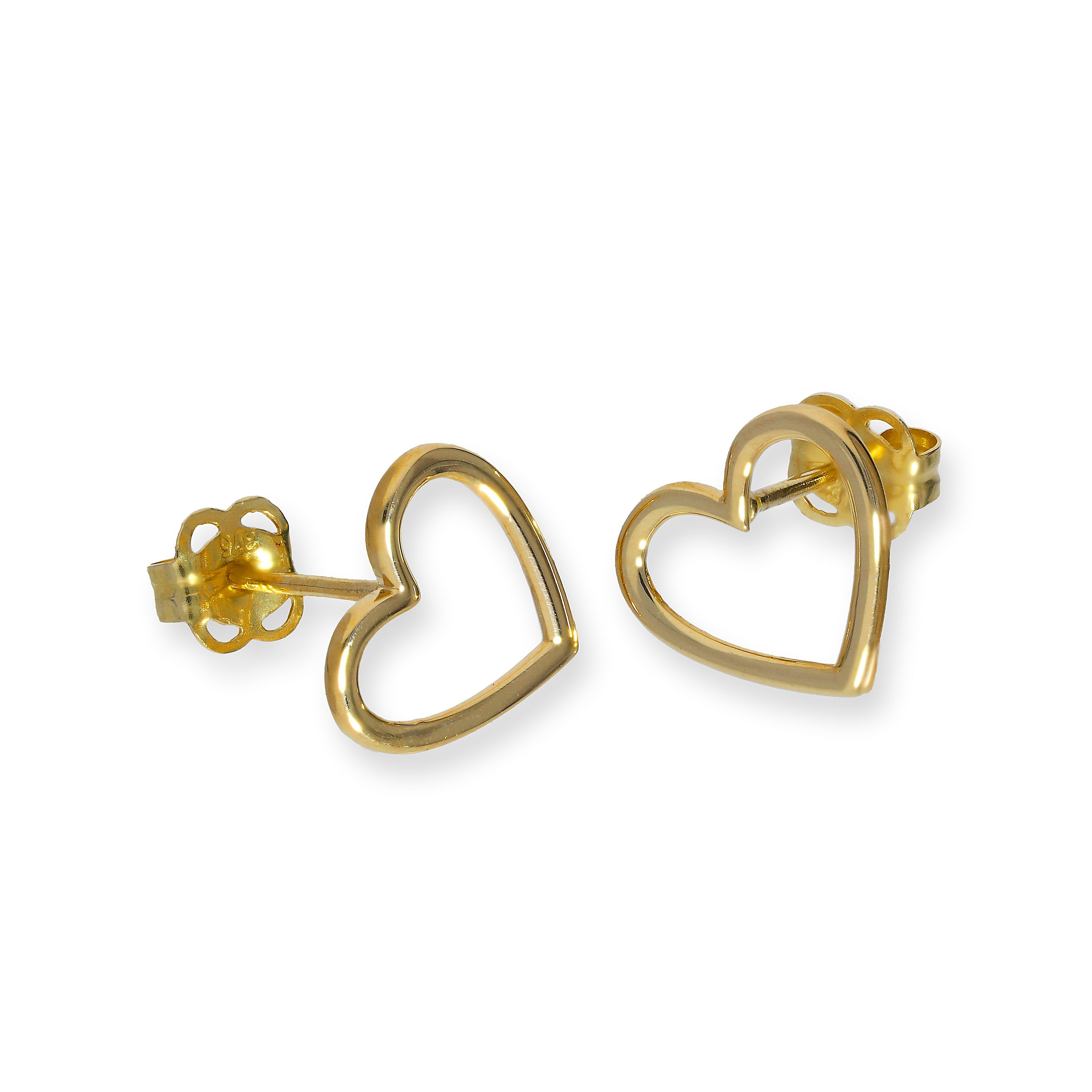 9 Karat Gold Herz Kontur Ohrstecker
