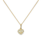 Halskette mit Anhänger aus 9 Karat Gold und klarem CZ-Kristall in flacher Herzform, 16–20 Zoll