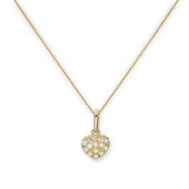 Halskette mit Anhänger aus 9 Karat Gold und klarem CZ-Kristall in flacher Herzform, 16–20 Zoll