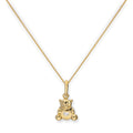Halskette aus 9 Karat Gold mit Teddybär und klarem CZ-Kristallherz-Anhänger, 16–20 Zoll