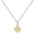 Halskette mit flachem quadratischem Anhänger aus 9 Karat Gold und klarem Zirkonia, 16–20 Zoll
