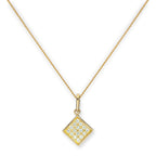 Halskette mit flachem quadratischem Anhänger aus 9 Karat Gold und klarem Zirkonia, 16–20 Zoll