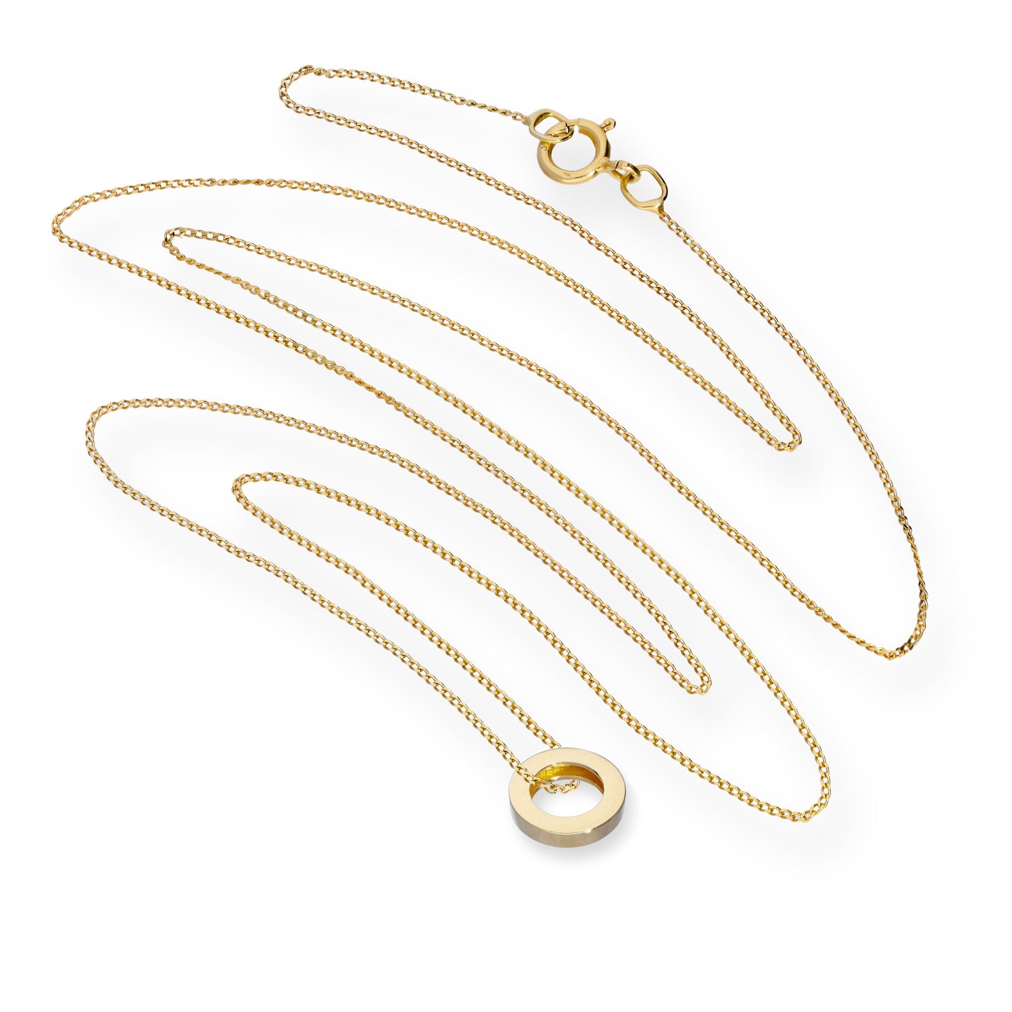 Halskette mit Karma-Kreis-Anhänger aus 9 Karat Gold, 40–50 cm