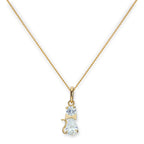 Halskette mit Anhänger aus 9 Karat Gold und klarem Zirkonia-Katzenmotiv mit Schleifenhalsband, 40–50 cm