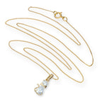 Halskette mit Anhänger aus 9 Karat Gold und klarem Zirkonia-Katzenmotiv mit Schleifenhalsband, 40–50 cm