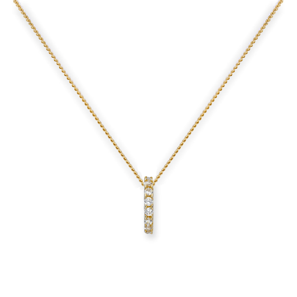 Halskette mit Anhänger aus 9 Karat Gold und klarem CZ-Kristallrad 40–50 cm