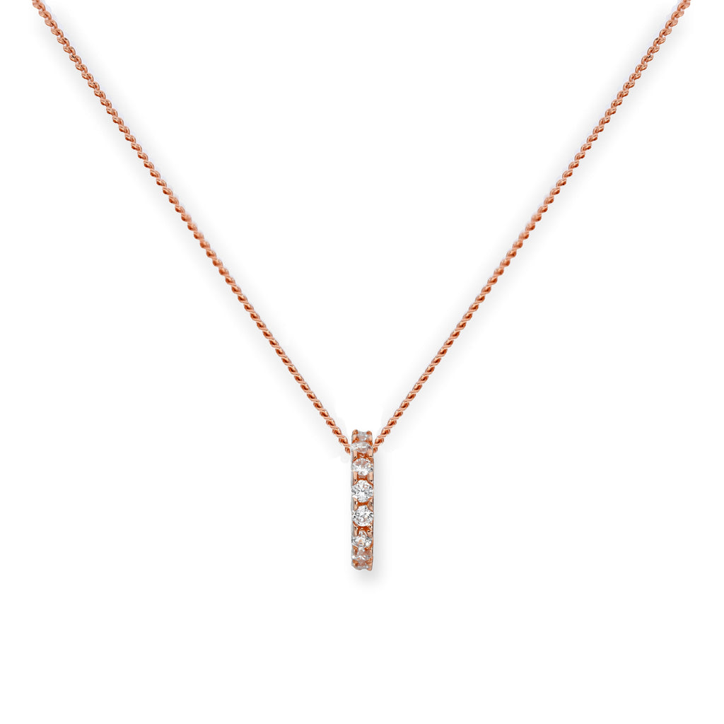 Halskette mit Anhänger aus 9 Karat Roségold und klarem CZ-Kristallrad, 16–18 Zoll
