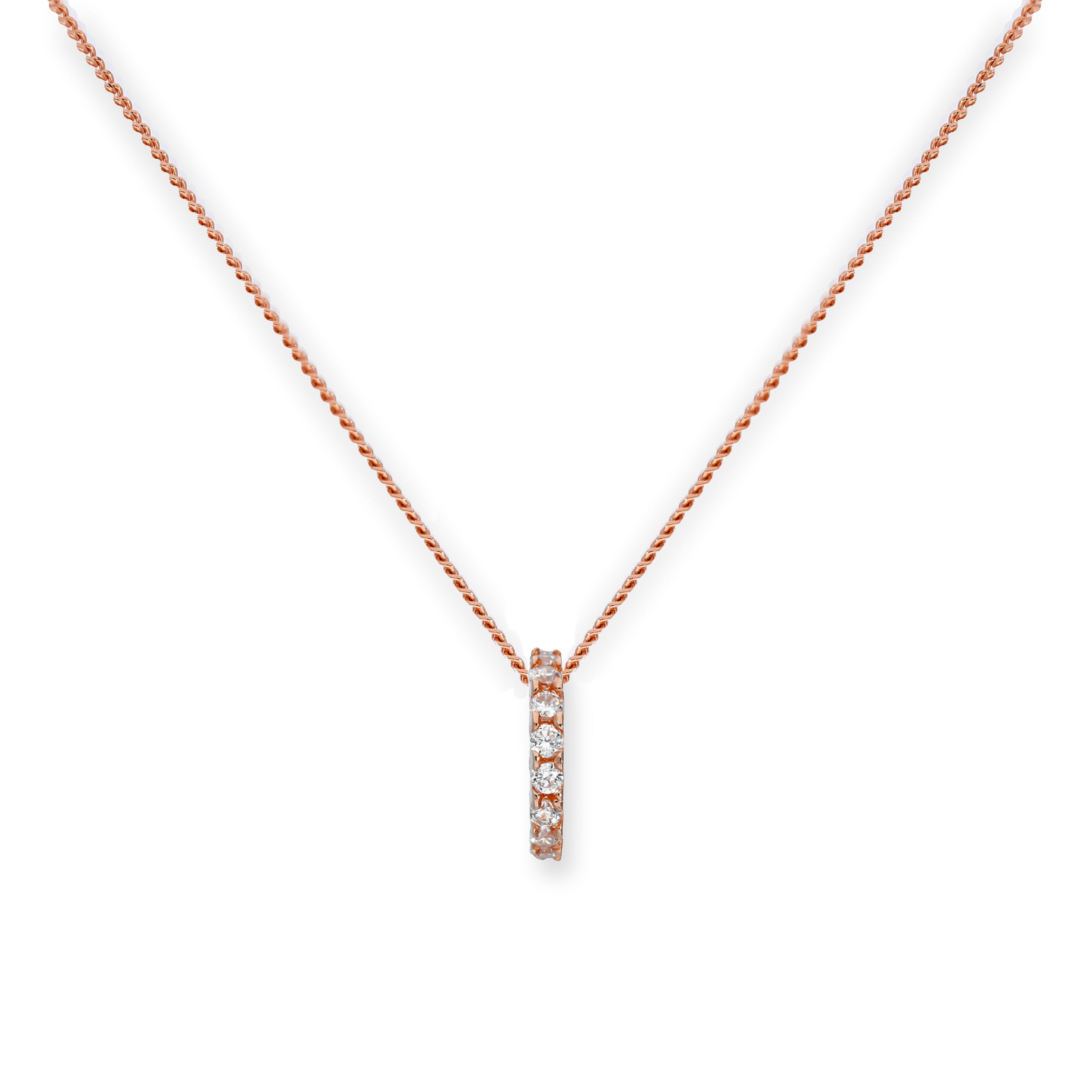 Halskette mit Anhänger aus 9 Karat Roségold und klarem CZ-Kristallrad, 16–18 Zoll