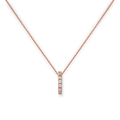 Halskette mit Anhänger aus 9 Karat Roségold und klarem CZ-Kristallrad, 16–18 Zoll