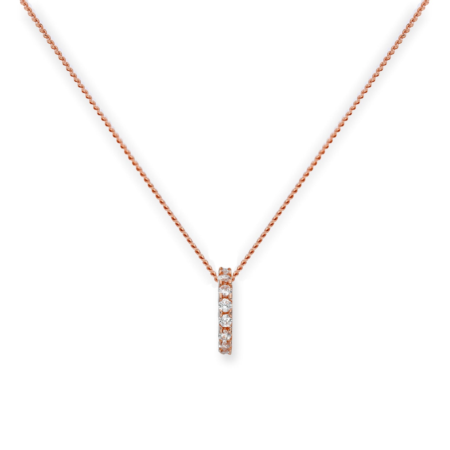 Halskette mit Anhänger aus 9 Karat Roségold und klarem CZ-Kristallrad, 16–18 Zoll