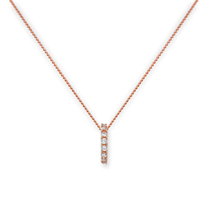 Halskette mit Anhänger aus 9 Karat Roségold und klarem CZ-Kristallrad, 16–18 Zoll