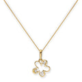 Halskette mit Blumenanhänger aus 9 Karat Gold und klarem Zirkonia, 16–20 Zoll