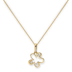 Halskette mit Blumenanhänger aus 9 Karat Gold und klarem Zirkonia, 16–20 Zoll