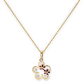 Halskette mit Anhänger aus 9 Karat Gold und klarem CZ-Kristall in Blumenform mit roségoldenen Blumen