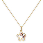 Halskette mit Anhänger aus 9 Karat Gold und klarem CZ-Kristall in Blumenform mit roségoldenen Blumen