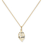 Halskette aus 9 Karat Gold mit ausgeschnittenem Blatt-Anhänger, 40 - 50 cm