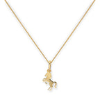 Halskette mit springendem Pferd aus 9 Karat Gold, 40–50 cm