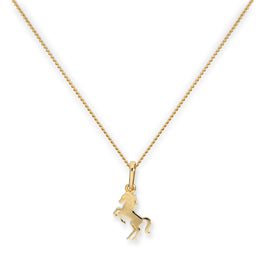 Halskette mit springendem Pferd aus 9 Karat Gold, 40–50 cm