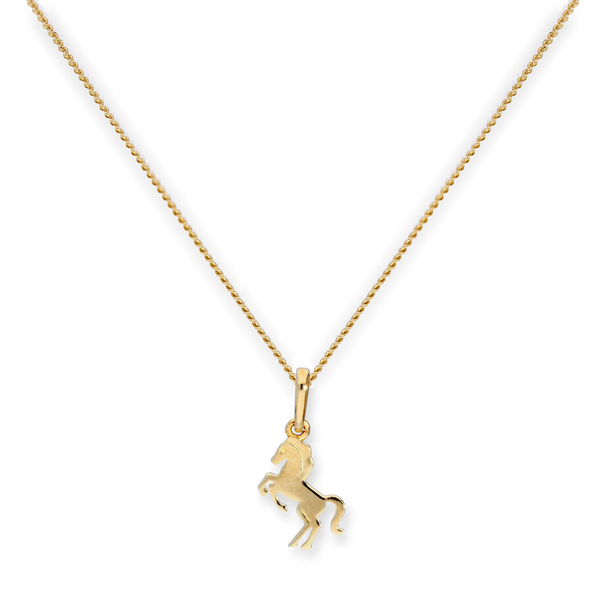 Halskette mit springendem Pferd aus 9 Karat Gold, 40–50 cm