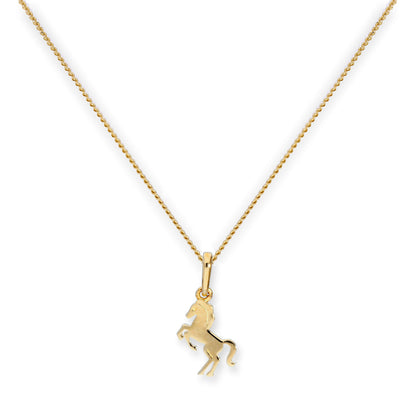 Halskette mit springendem Pferd aus 9 Karat Gold, 16–20 Zoll