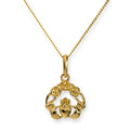 Halskette aus 9 Karat Gold mit Claddagh-Anhänger, 40 - 50 cm