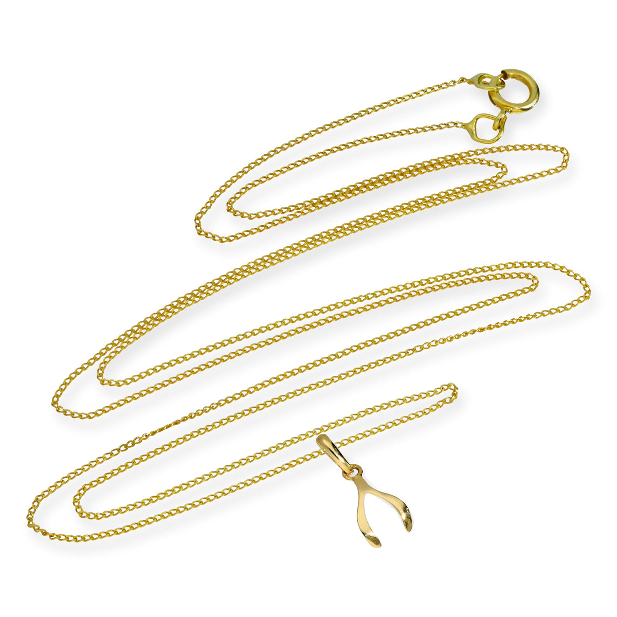 Halskette mit Wunschknochen-Anhänger aus 9 Karat Gold, 40–50 cm
