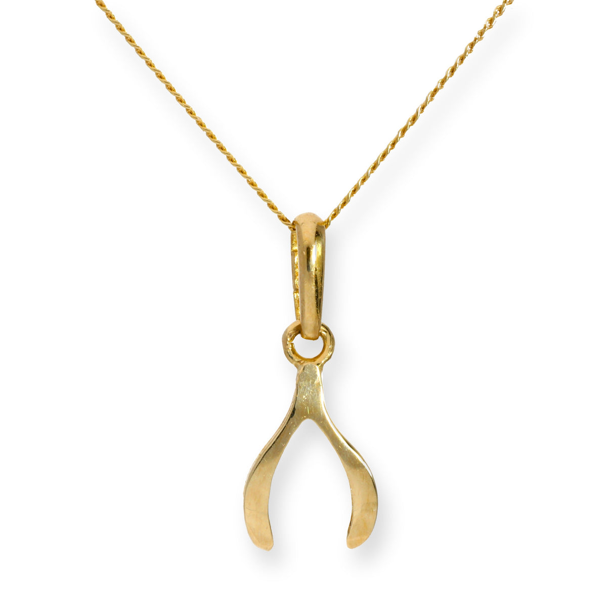 Halskette mit Wunschknochen-Anhänger aus 9 Karat Gold, 40–50 cm