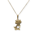 Halskette mit Anhänger aus 9 Karat Gold und klarem Zirkonia-Katzenmotiv, 40–50 cm