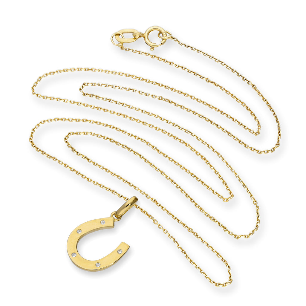 Halskette mit Anhänger aus 9 Karat Gold und klarem CZ-Kristall in Hufeisenform