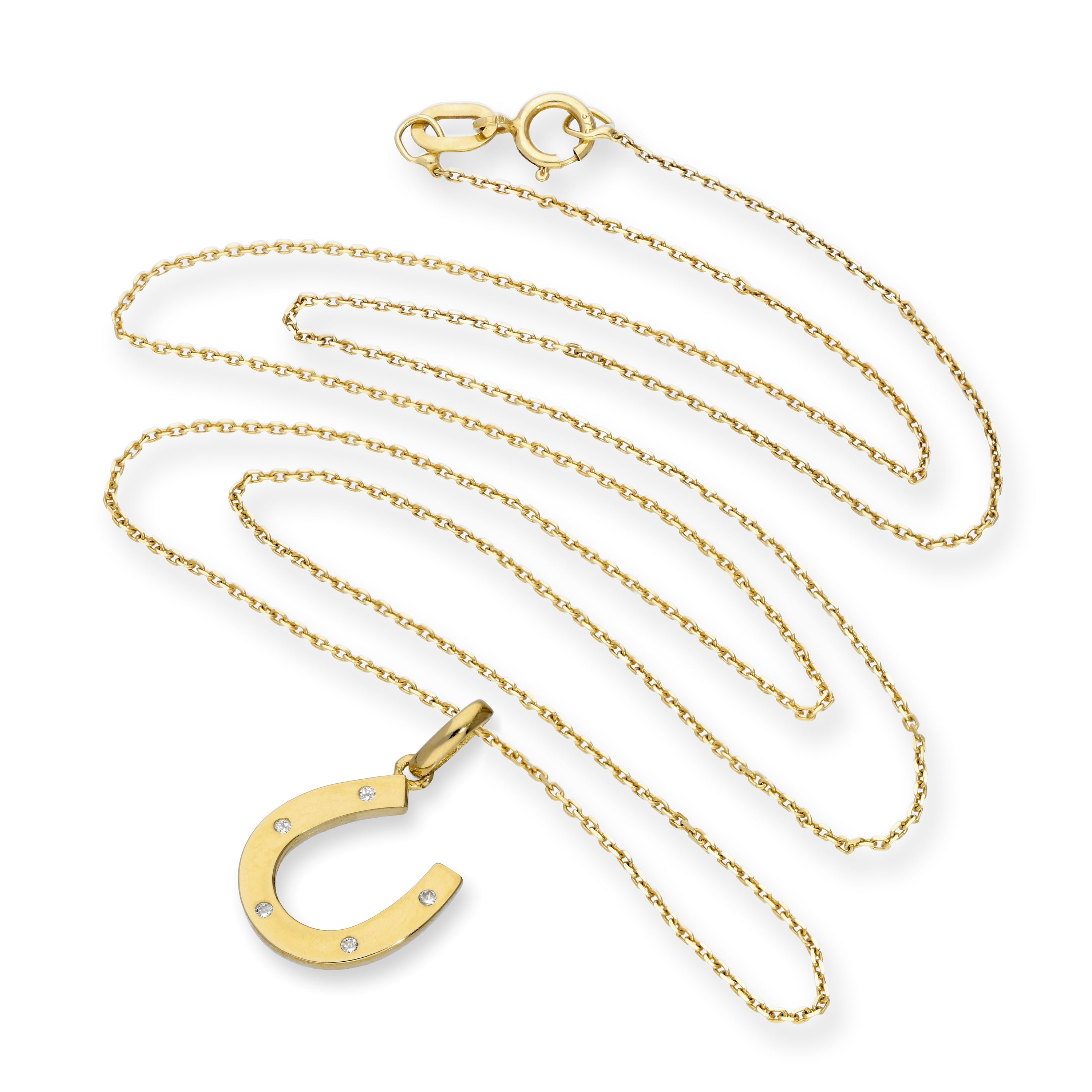 Halskette mit Anhänger aus 9 Karat Gold und klarem CZ-Kristall in Hufeisenform