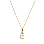 9 Karat Gold & Klar CZ Kristall Hängend Schrift Alphabet Buchstabe E Anhänger an 40,5 - 51 cm Kette