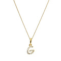 Hängender Schreibschrift-Anhänger Buchstabe G aus 9 Karat Gold mit klarem Zirkonia an Kette, 40 - 50 cm