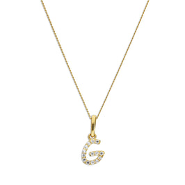 9 Karat Gold & Klar CZ Kristall Hängend Schrift Alphabet Buchstabe G Anhänger an 40,5 - 51 cm Kette