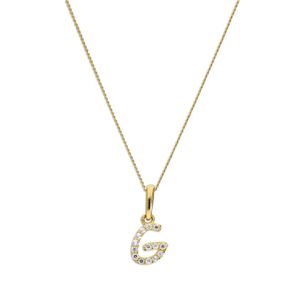 9 Karat Gold & Klar CZ Kristall Hängend Schrift Alphabet Buchstabe G Anhänger an 40,5 - 51cm Kette