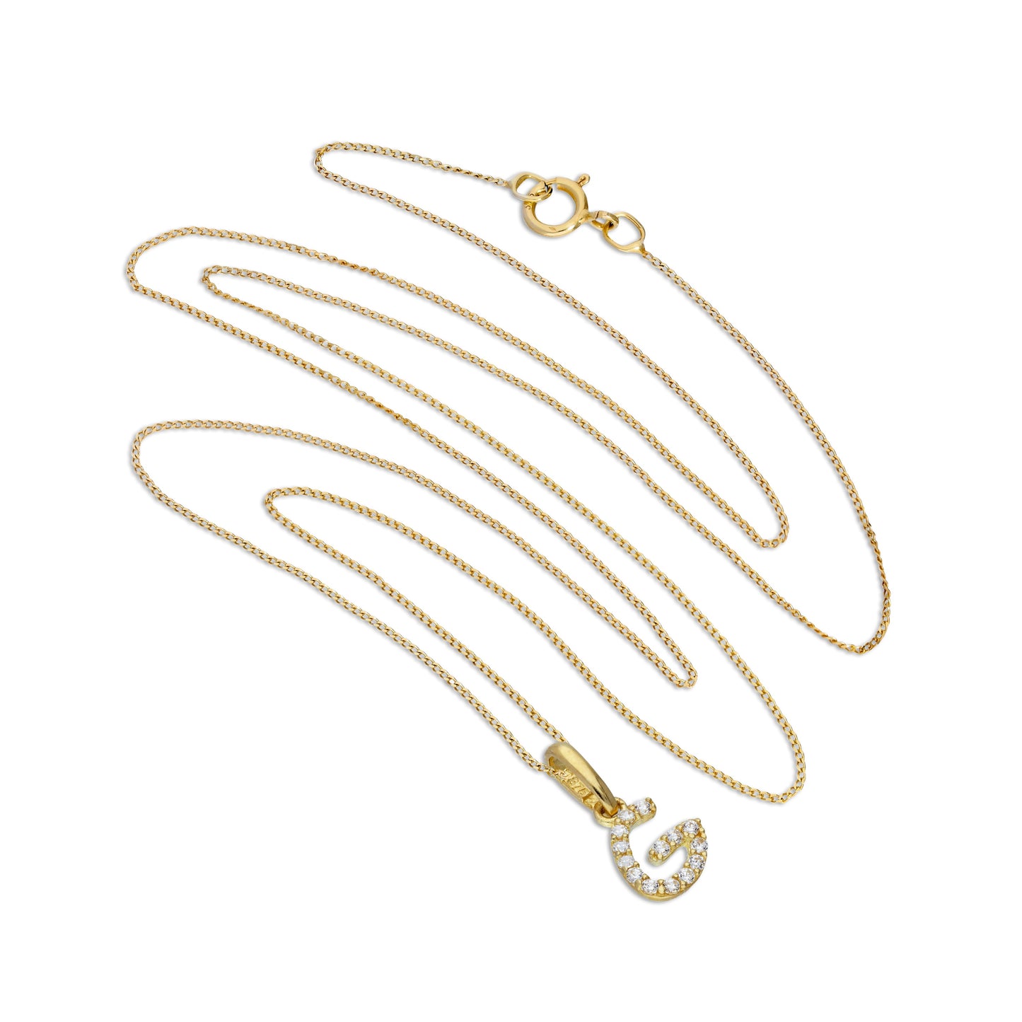 9 Karat Gold & Klar CZ Kristall Hängend Schrift Alphabet Buchstabe G Anhänger an 40,5 - 51cm Kette