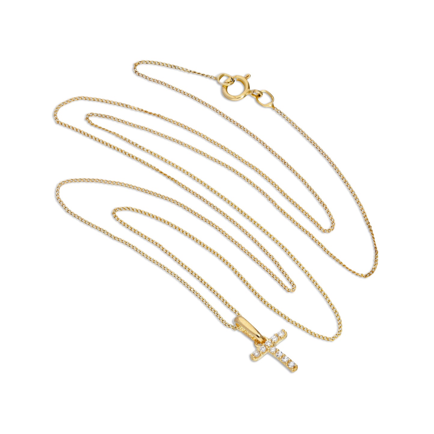 9 Karat Gold & Klar CZ Kristall Hängend Schrift Alphabet Buchstabe T Anhänger an 40,5 - 51cm Kette