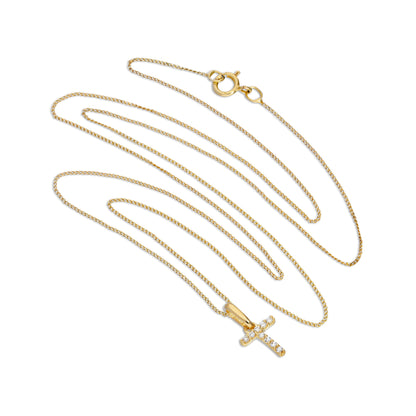 9 Karat Gold & Klar CZ Kristall Hängend Schrift Alphabet Buchstabe T Anhänger an 40,5 - 51cm Kette