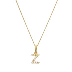 9 Karat Gold & Klar CZ Kristall Hängend Schrift Alphabet Buchstabe Z Anhänger an 40,5 - 51 cm Kette