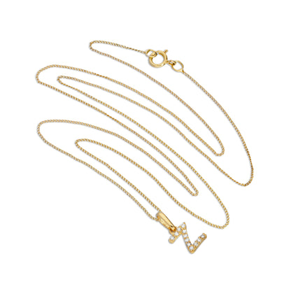 9 Karat Gold & Klar CZ Kristall Hängend Schrift Alphabet Buchstabe Z Anhänger an 40,5 - 51cm Kette